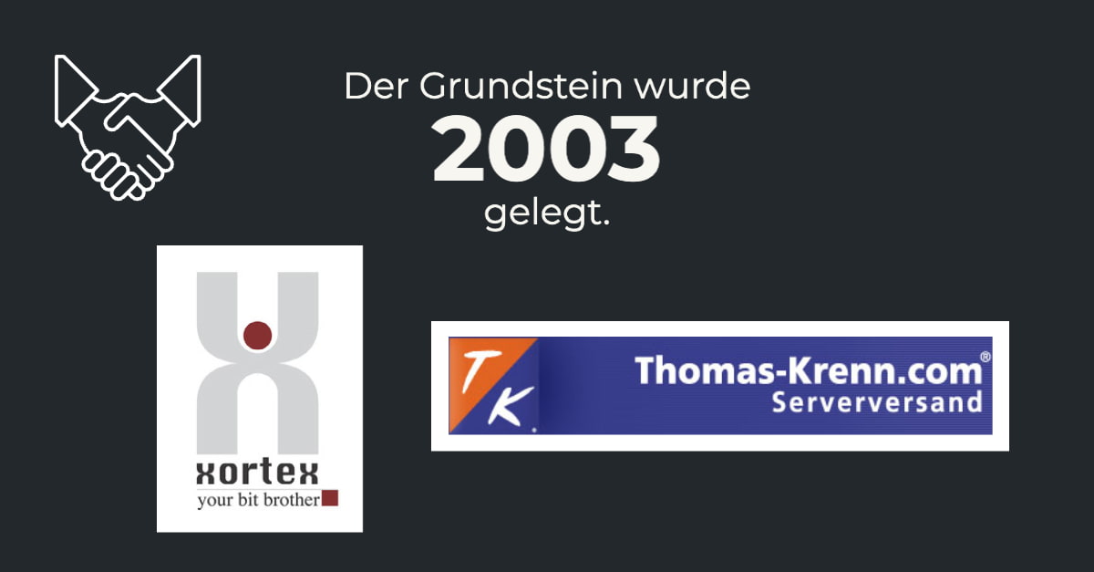 Alte Logos von XORTEX und Thomas-Krenn.AG nebeneinander