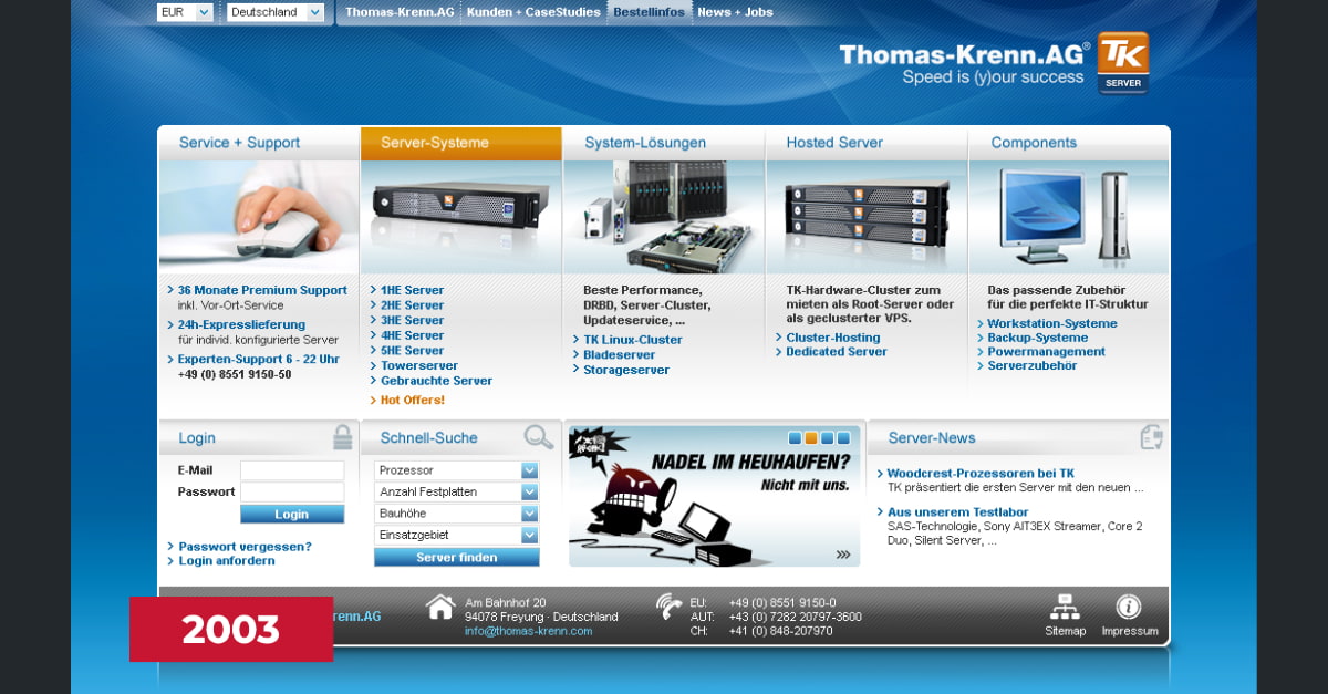 Der Onlineshop von Thomas-Krenn 2003