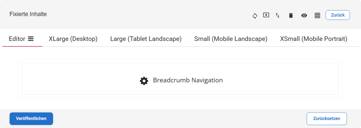 Modul Breadcrumb Navigation im Inhaltseditor