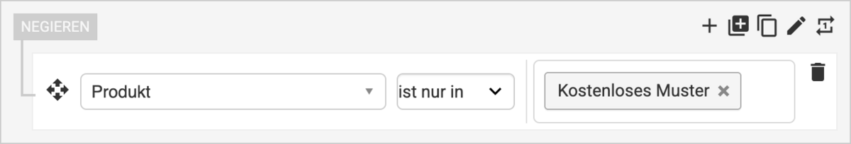 Regel Bedingung für Produkt ist nur in kostenloses Muster