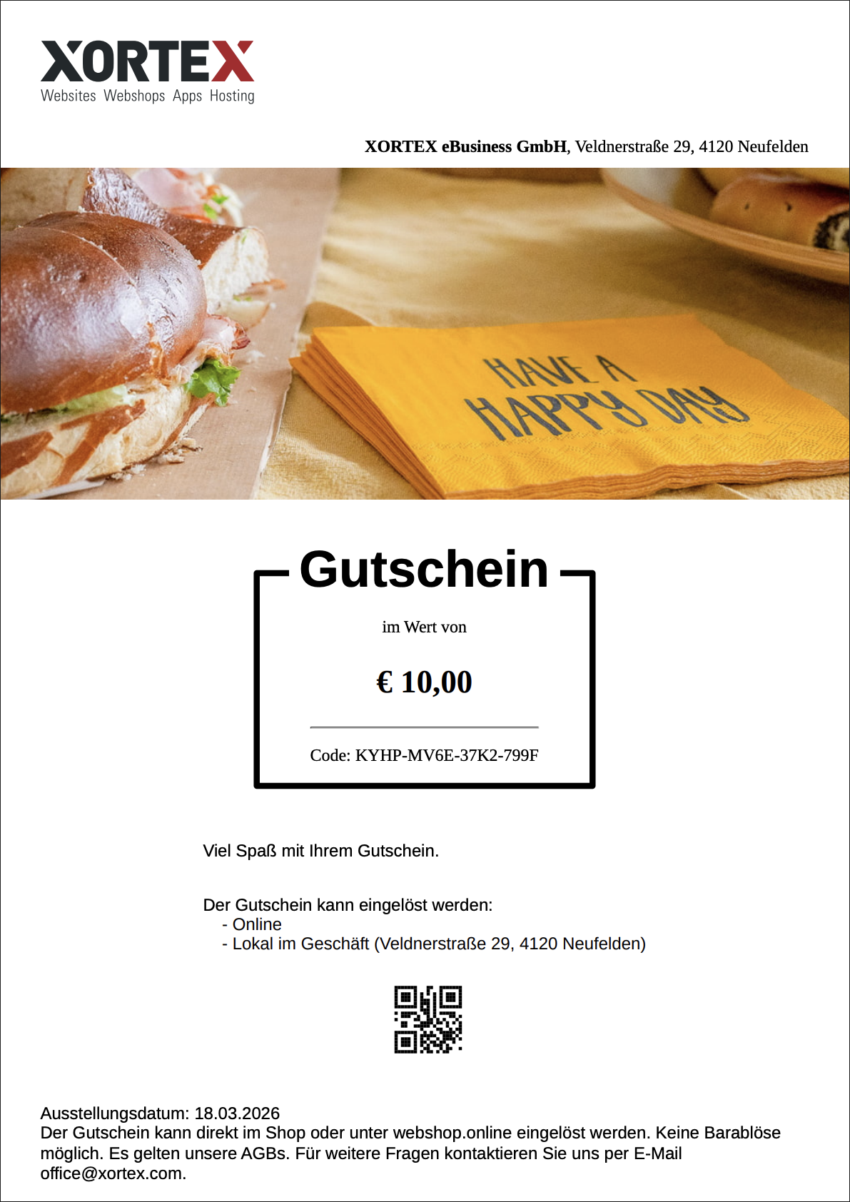 Beispiel eines PDF-Gutscheins