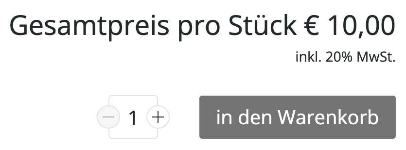 Frontend Beispiel mit Label vor dem Konfiguratorpreis
