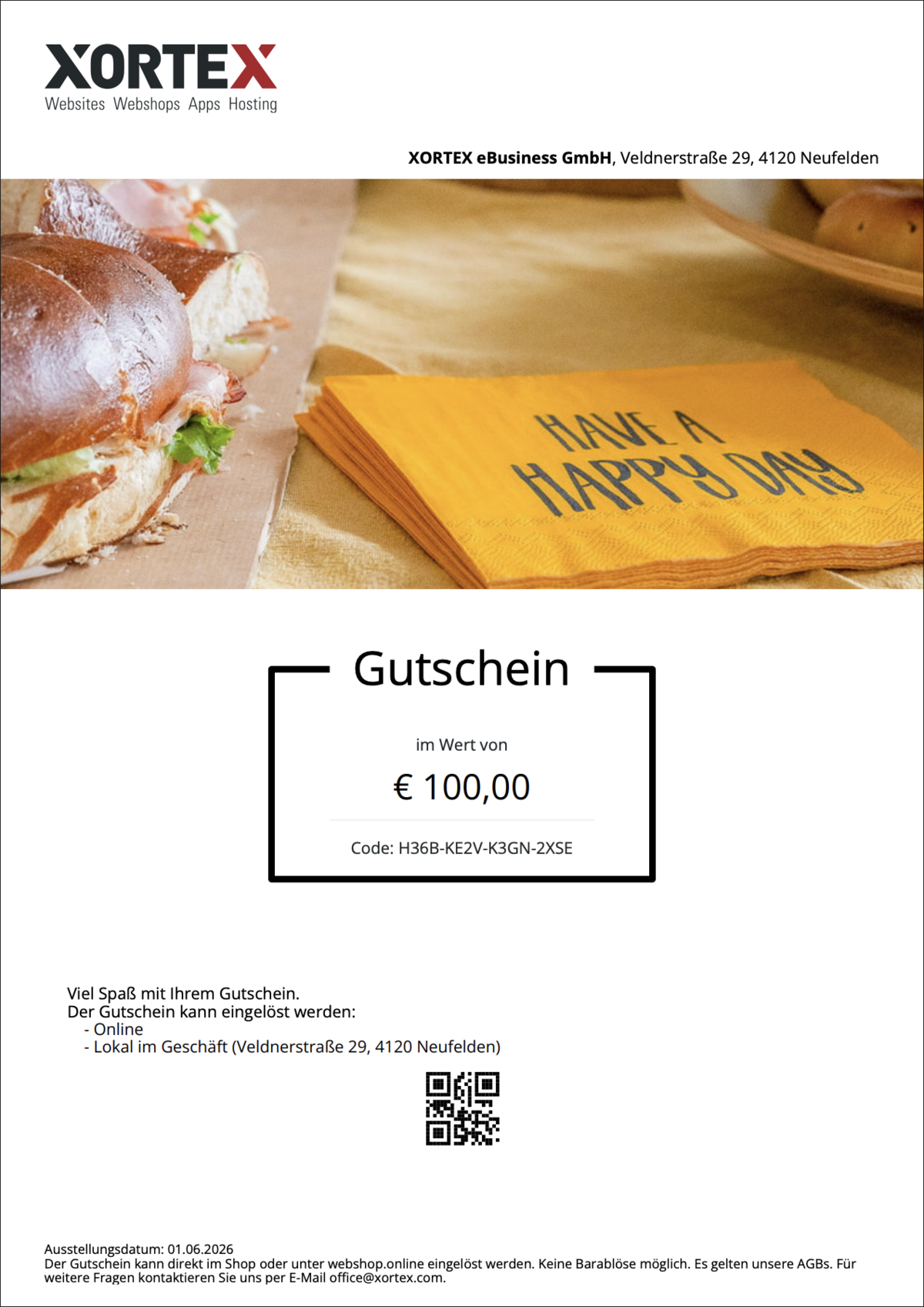 Beispiel eines PDF-Gutscheins