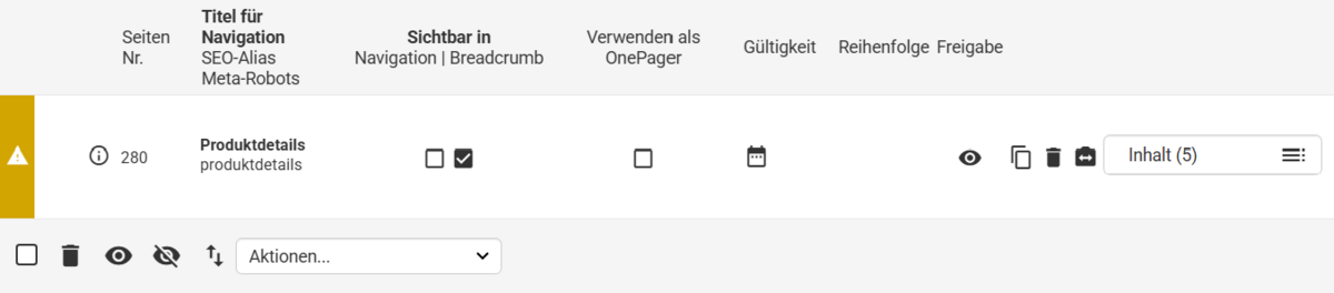 Breadcrumb in Listenübersicht bei Produktdetailseite aktiviert